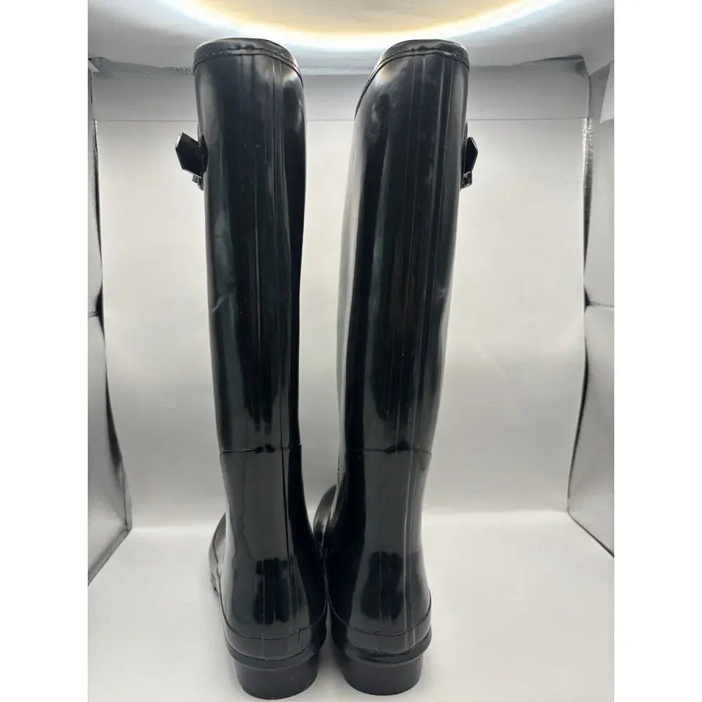 Gianni Bini High Black Rubber Rain Boots Women Size 8